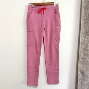 Figs Womens Yola Slim Scrub Pants XXS Chalk Pink Mid Rise Medical Nursing